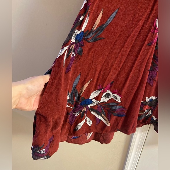 Free People maroon tunic Top with pockets boho medium - Picture 7 of 9